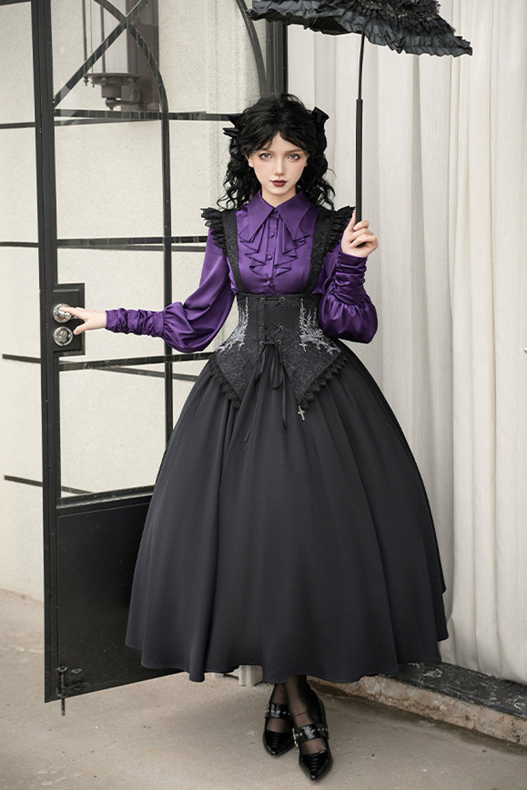 Embroidery Lace-Up Sleeveless Gothic Support Dress