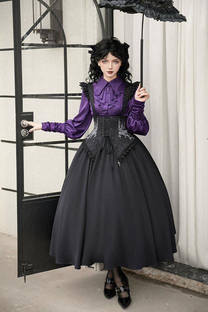 Embroidery Lace-Up Sleeveless Gothic Support Dress