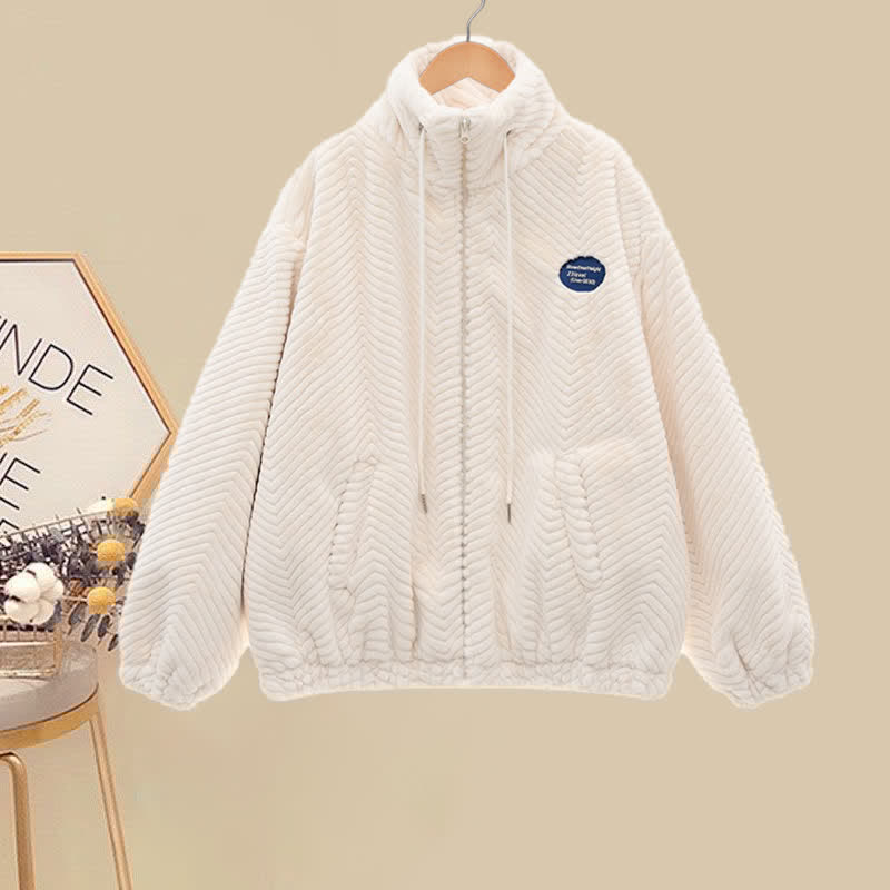 Grey Pants Zipper Pocket Set Outerwear Plush