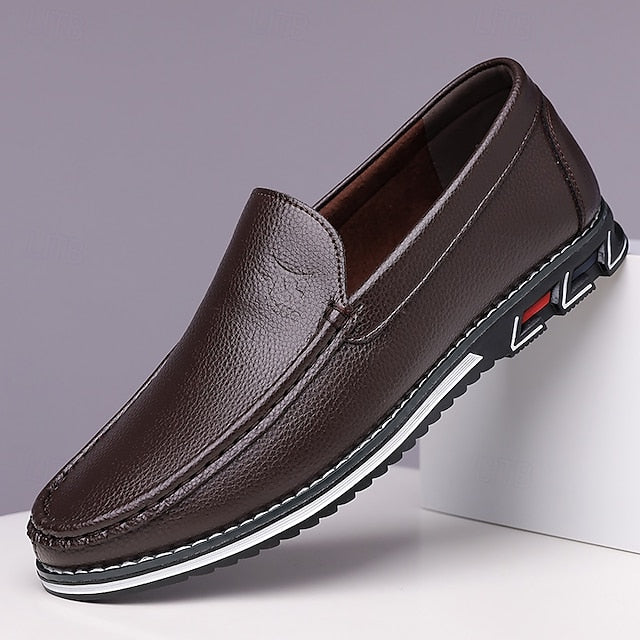 Men's  Blue Faux Leather Slip-On Loafers with Durable Sole