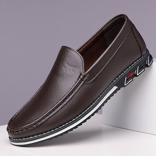 Men's  Blue Faux Leather Slip-On Loafers with Durable Sole