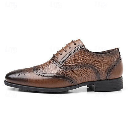 Oxford Crocodile Men's – Brown Faux Shoes Leather Pattern