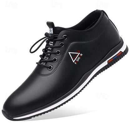 Men's White and Black Lace-Up Sneakers – Trendy Sports