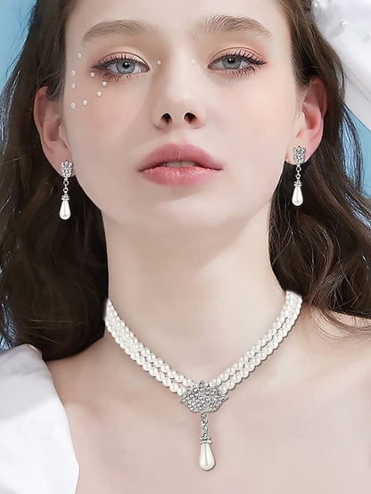 Bridal Double-Layer Jewelry – Necklace Elegant Pearl Set