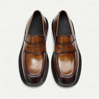 Men's Formal Leather Shoes in Brown and Tan with Wingtip