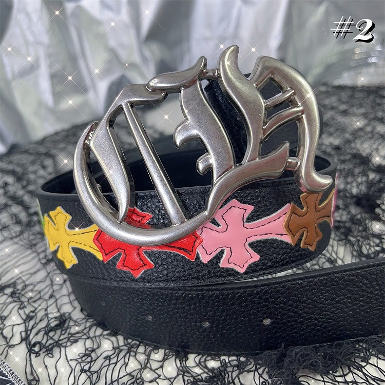 Black Cross Punk Waist Belt