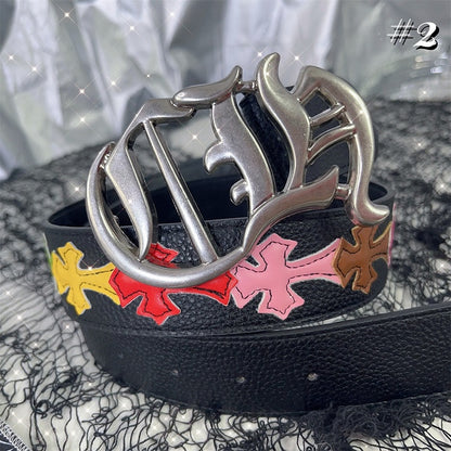 Black Cross Punk Waist Belt