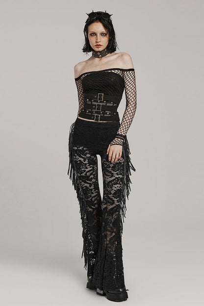 Cross-Laced Steampunk Corset with Rope Ties and Mesh