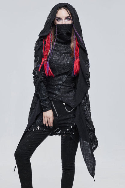 Womens Knit Jacket with Mesh Inserts and Metal Decor