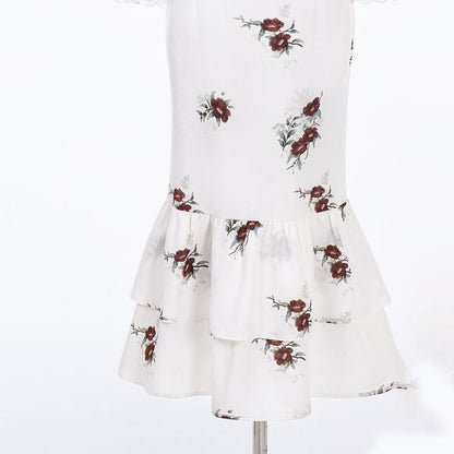 Pieces Buckle Two Vintage Flower Dress Cloak Embroidery