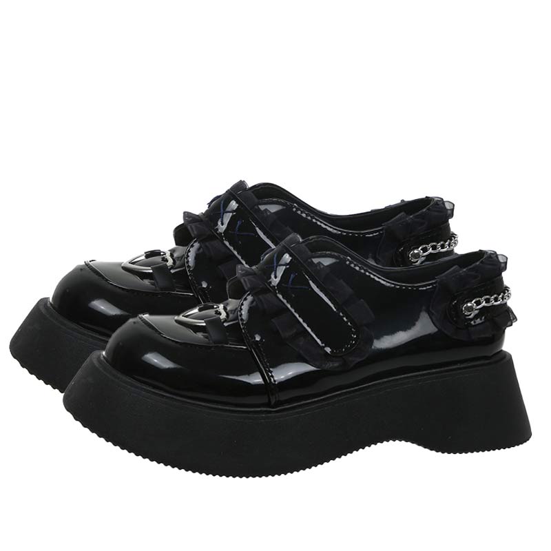 Schwarze Lolita Mary Janes mit Plateau-Spitze