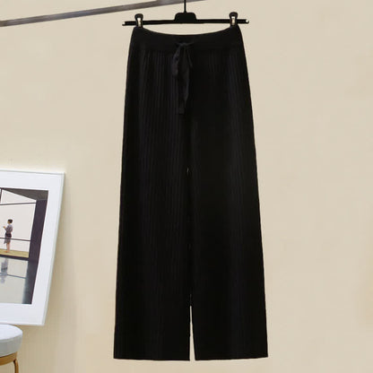 Casual Pants Chic Sweater Cross Knit