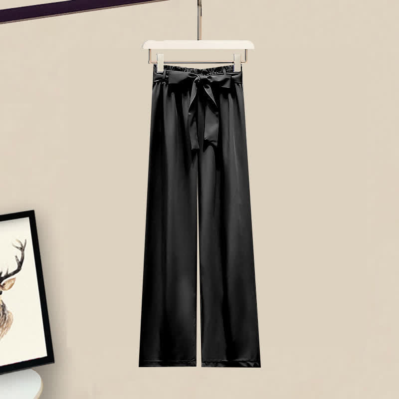 Bowknot Ruffled T-Shirt Wide Leg Pants