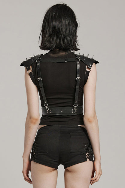Steampunk Harness with Rivets and Integrated Buckle for Her