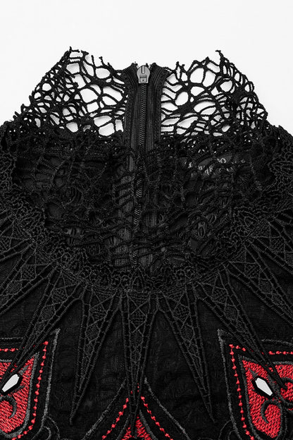 Long Sleeve Hollow Embroidery Women's Gothic Dress
