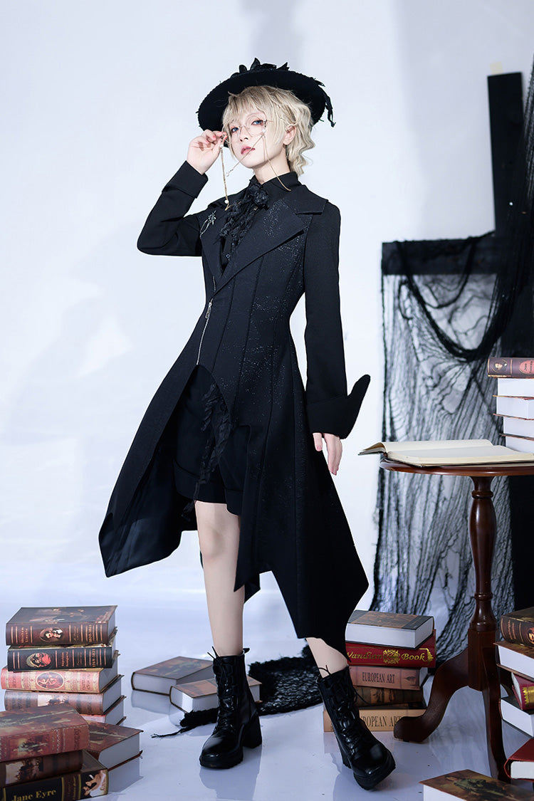 Ouji Gothic Vintage Handsome Cool Lolita Vest Black Asymmetric