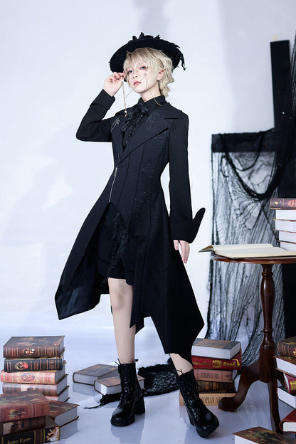 Ouji Gothic Vintage Handsome Cool Lolita Vest Black Asymmetric