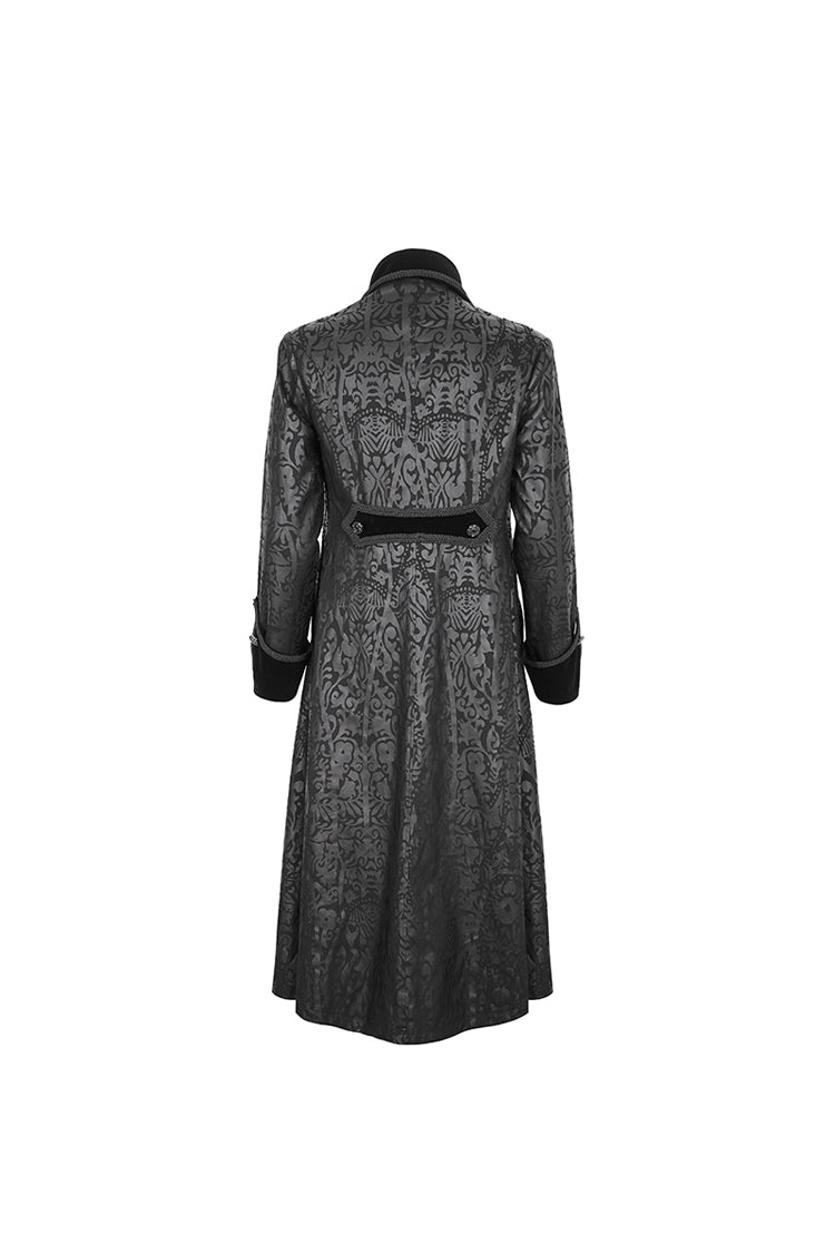 Men's Gothic Coat with Totem Print and Long Cut