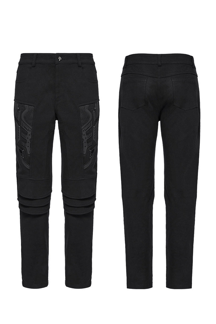 Punk Pants for Men with 3D Armor Patch and Stitching