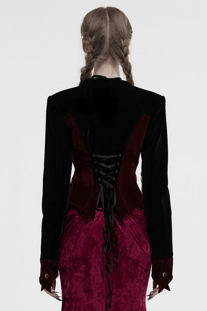 Floral Embroidery Lace-Up Gothic Jacket for Women