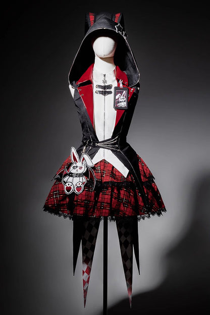Rock Bunny Punk Lolita Skirt Set with Embroidery - Noir