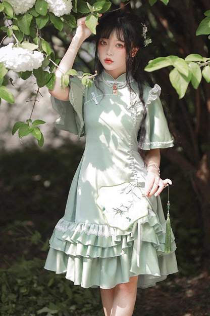 Green Han-Element Chinese-Style Cheongsam Sweet Lolita Dress