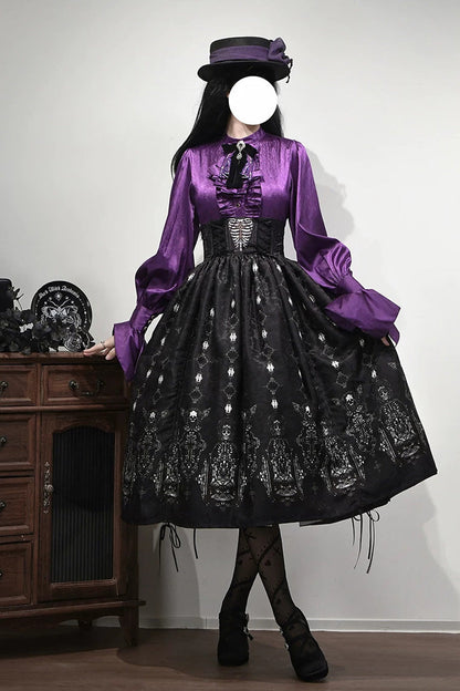 Printed Boned Elegant Gothic Skirt