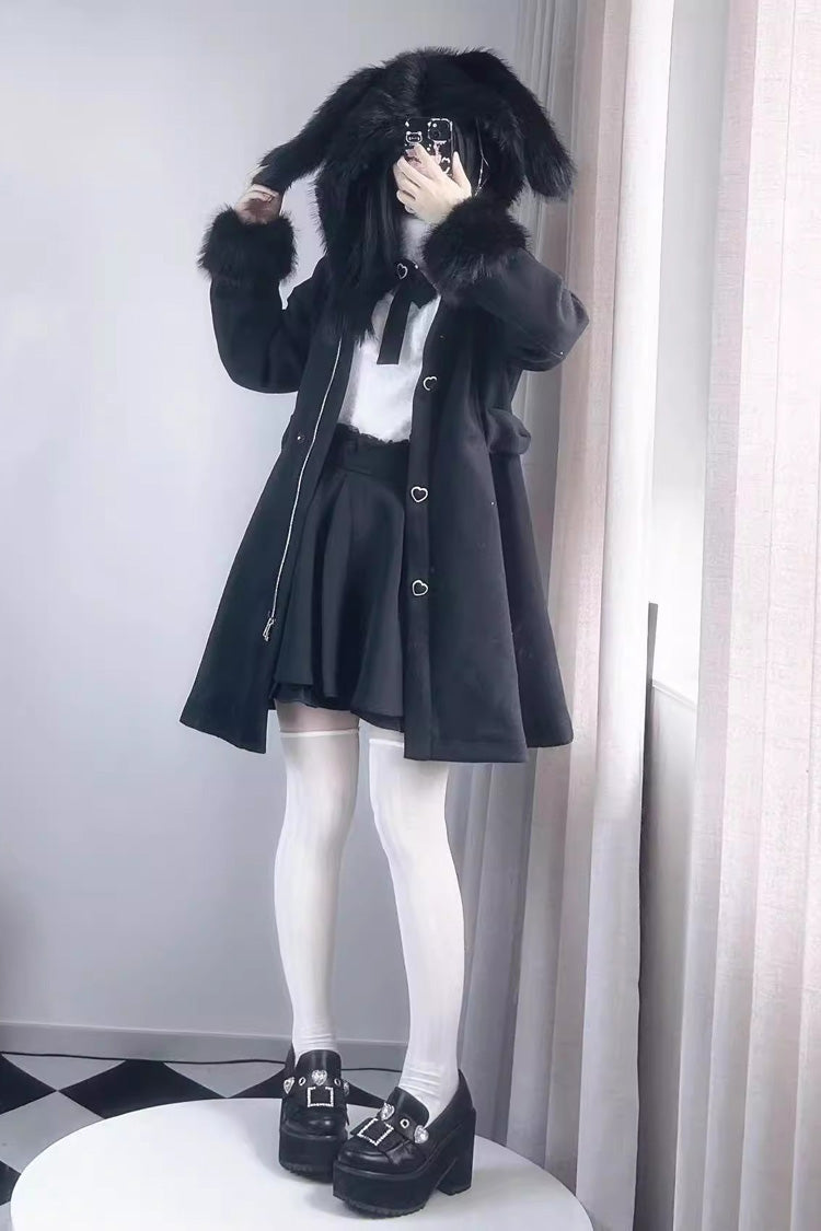 Plush Lop Rabbit Hooded Detachable Sweet Coat Two Colors