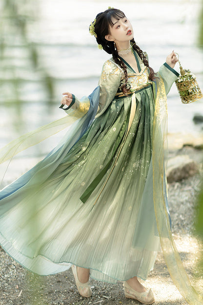 Embroidered High-Waist Hanfu Outfit with Chinese Motifs