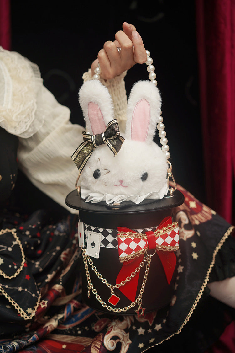 Sac à bandoulière avec nœud papillon et chapeau de lapin magique