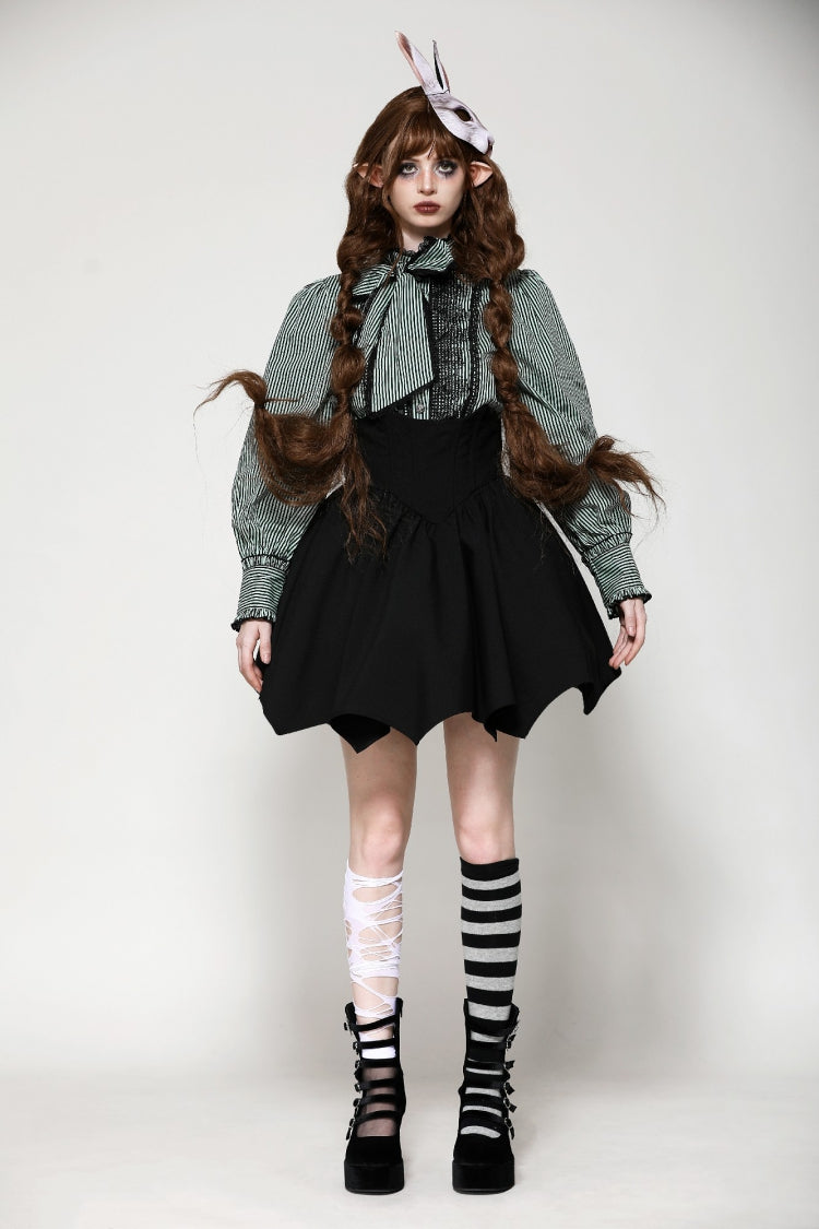 Black Batwing Hem High Waist Gothic Lolita Short Skirt