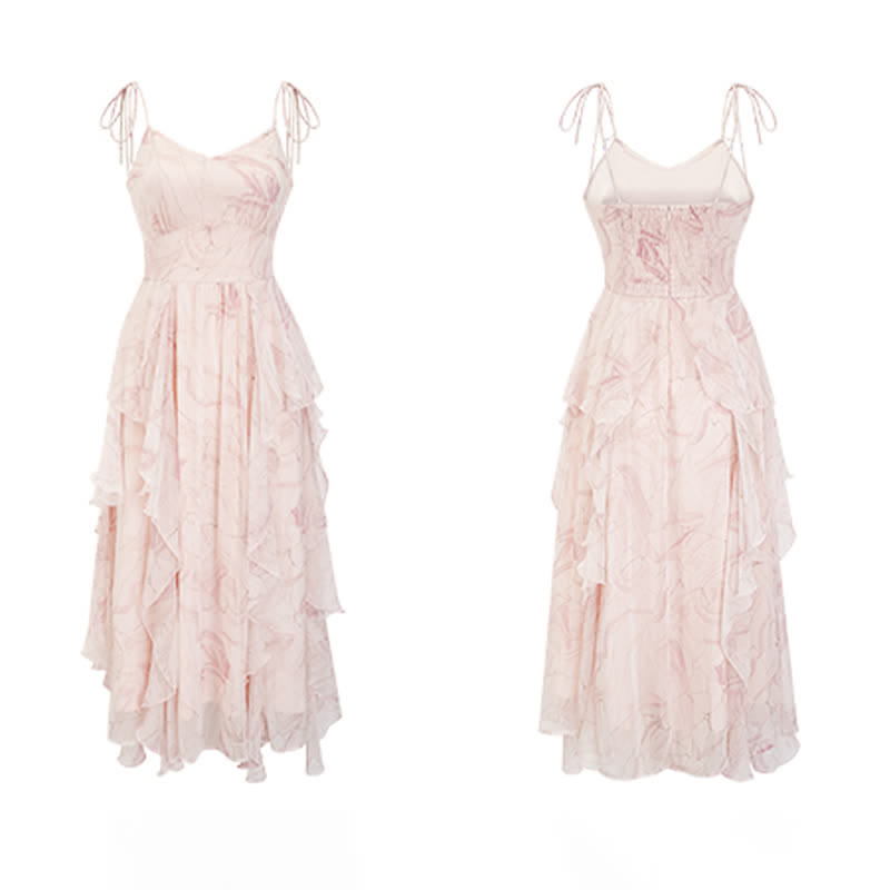 Cardigan Pink Slip Sweater Long Dress Outerwear Flouncing