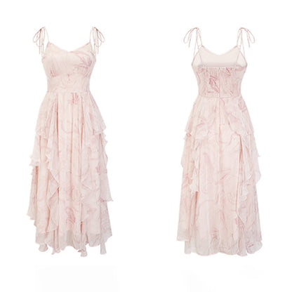 Cardigan Pink Slip Sweater Long Dress Outerwear Flouncing