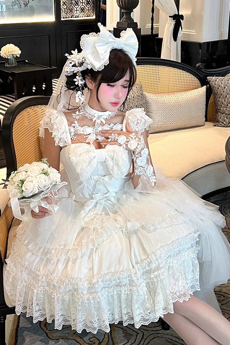 Halterneck Gothic Dress with Ruffled Hanayome Bow and Lace - Jewelry Love Story