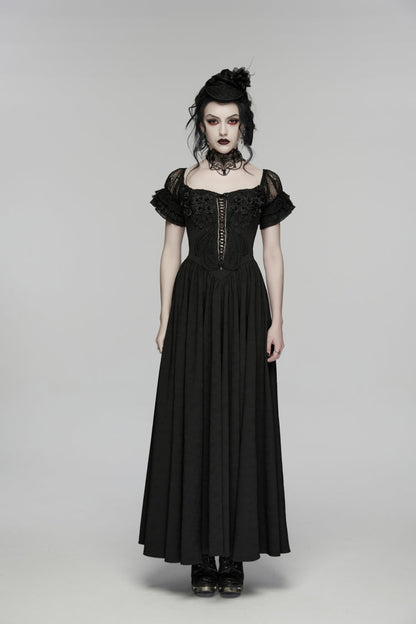 Off Shoulder Short Puff Sleeve Ruffled Hanayome Lace Gothic Elegant Dress