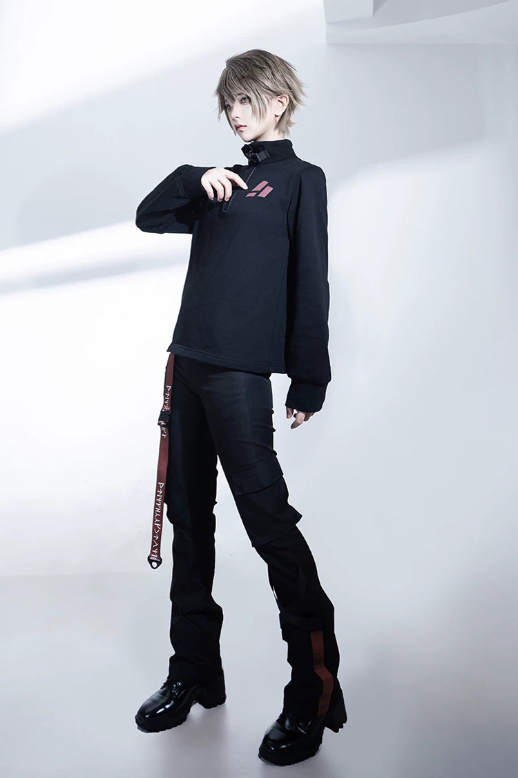 Stand Collar Long-Sleeve Gothic Prince Ouji Pants Set