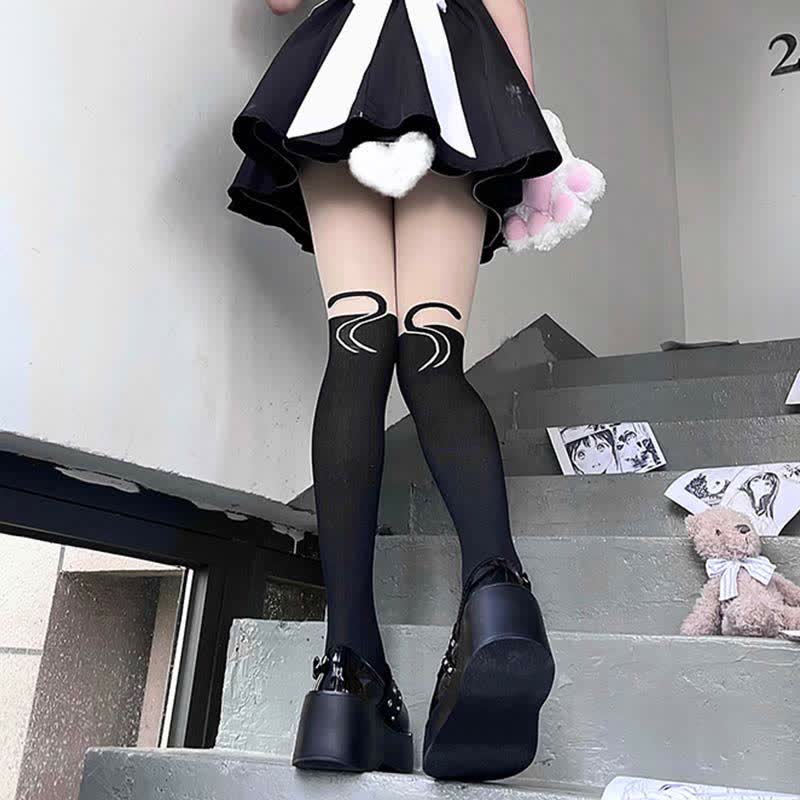 Collants Lolita à imprimé chat de dessin animé mignon