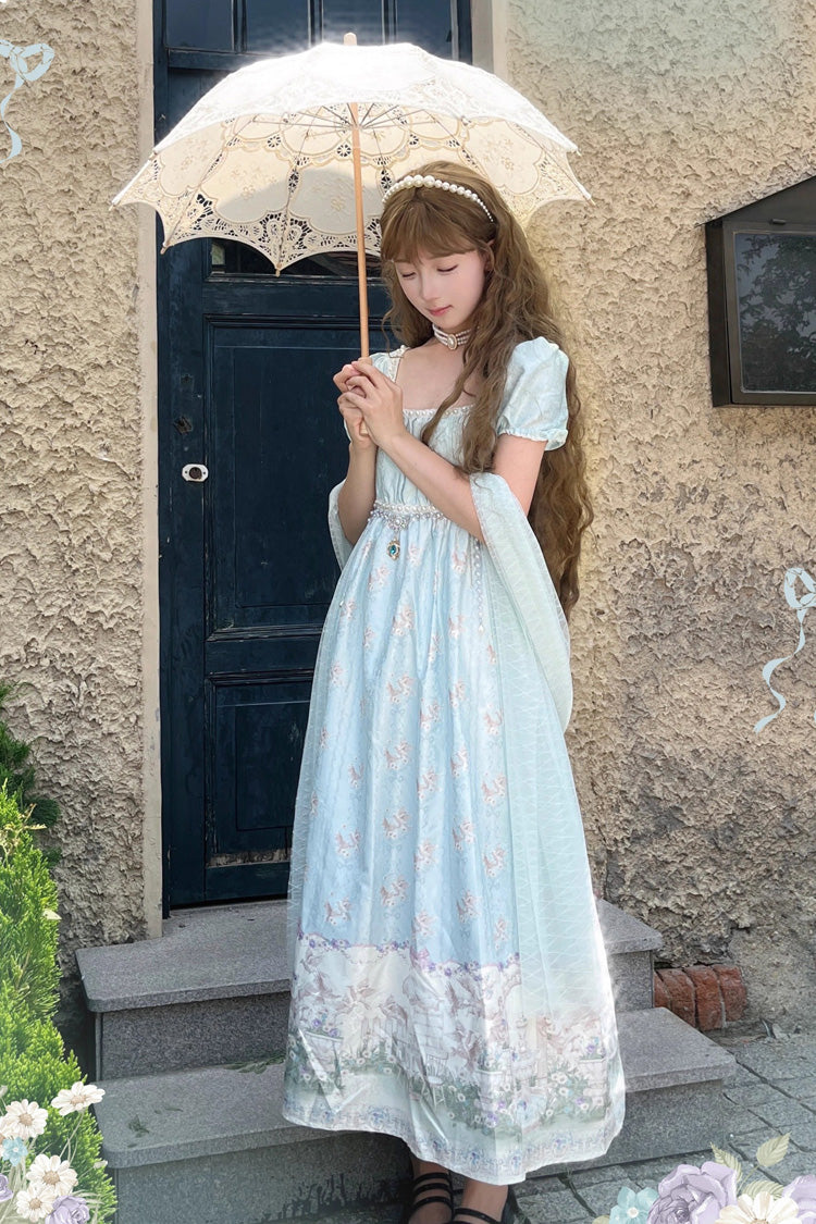 Emerald Spring of Nai Square Collar Short Sleeves Pearl Elegant Lolita Dress