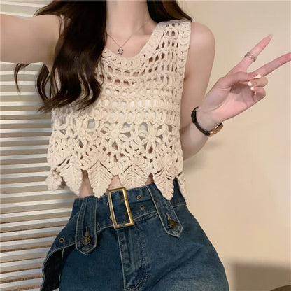 Pants Hollow Cami Out Top Crochet Crop Cargo
