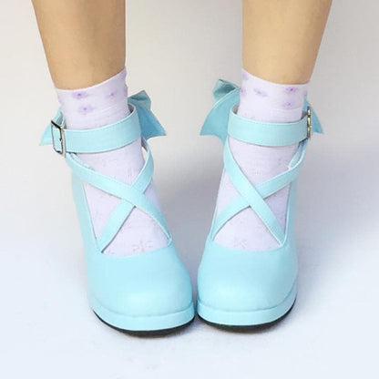 SP168138 Shoes Blue Bow Made Lolita Custom Baby