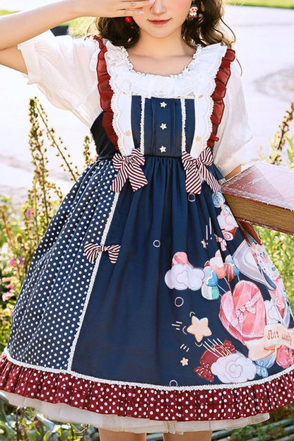 Candy-Print Star-Button Sweet Lolita JSK Dress