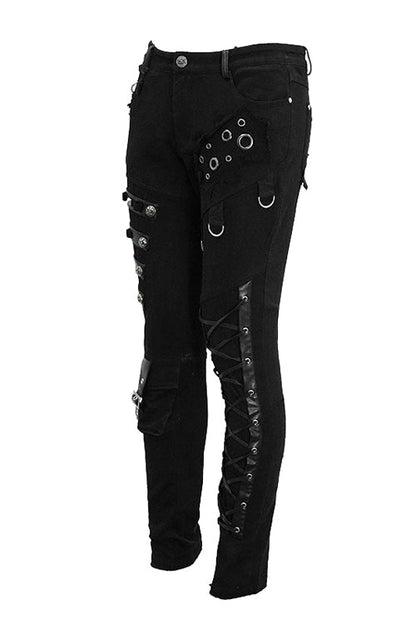 Heavy Metal Lace-Up Detail Faux Leather Trousers