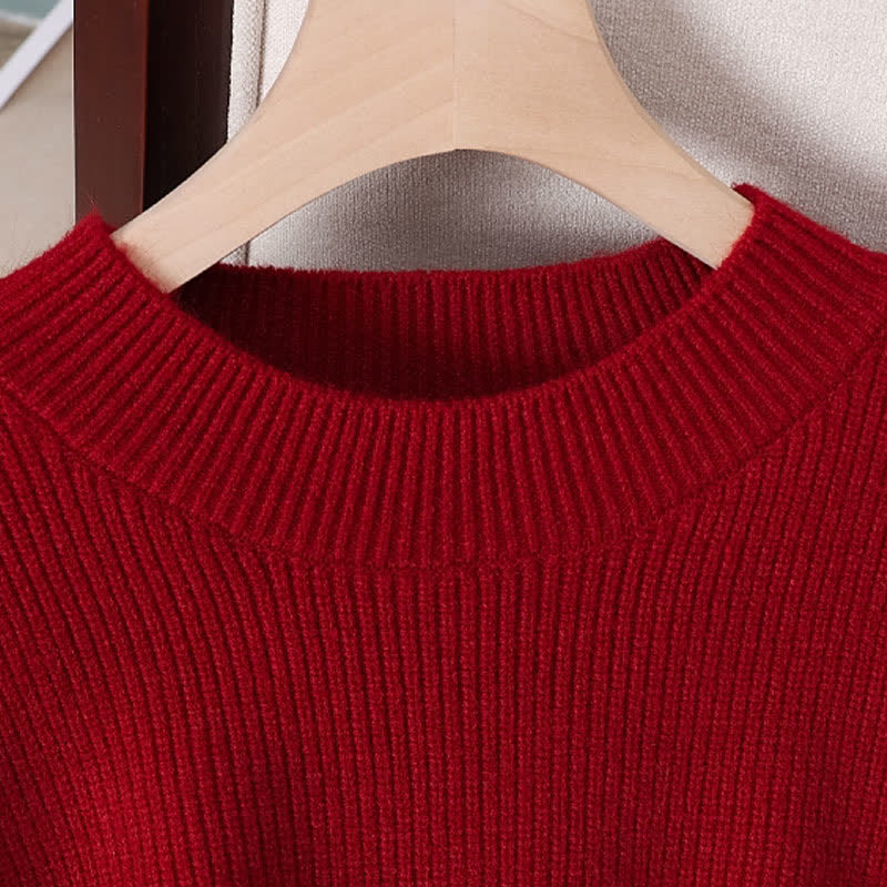 Ensemble pull-robe à lacets en tricot avec nœud rouge