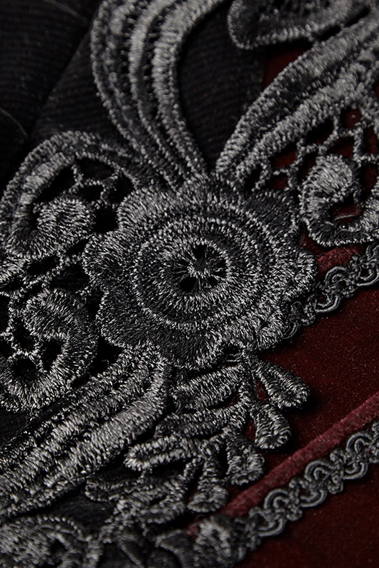 Gothic Jacket for Her with 3D Floral Decoration and Stand Collar
