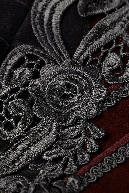 Gothic Jacket for Her with 3D Floral Decoration and Stand Collar