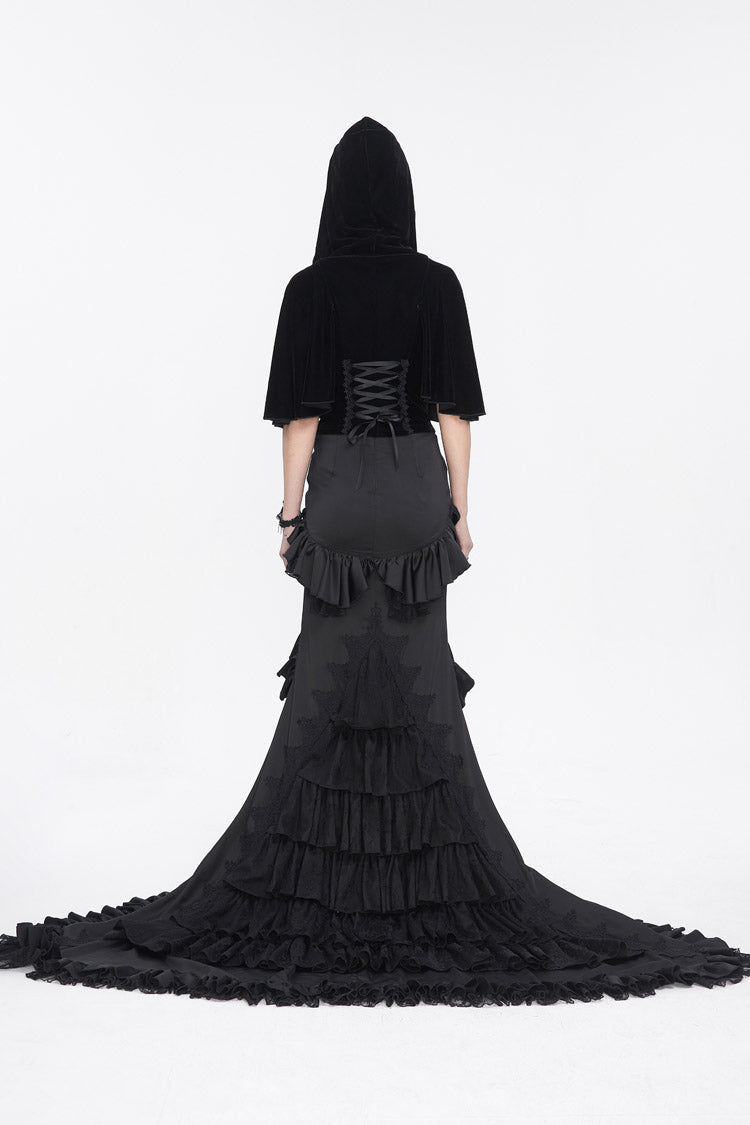 Hooded Gothic Cloak with Lace Details