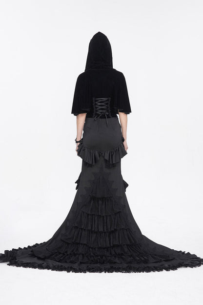 Hooded Gothic Cloak with Lace Details