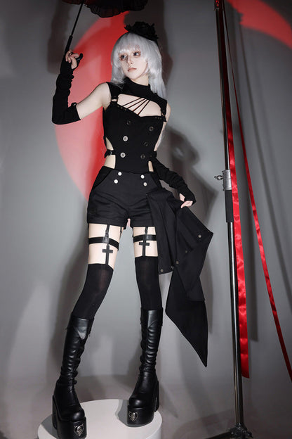 Phantom Thief Cut-Out Gothic Ouji Shorts Set