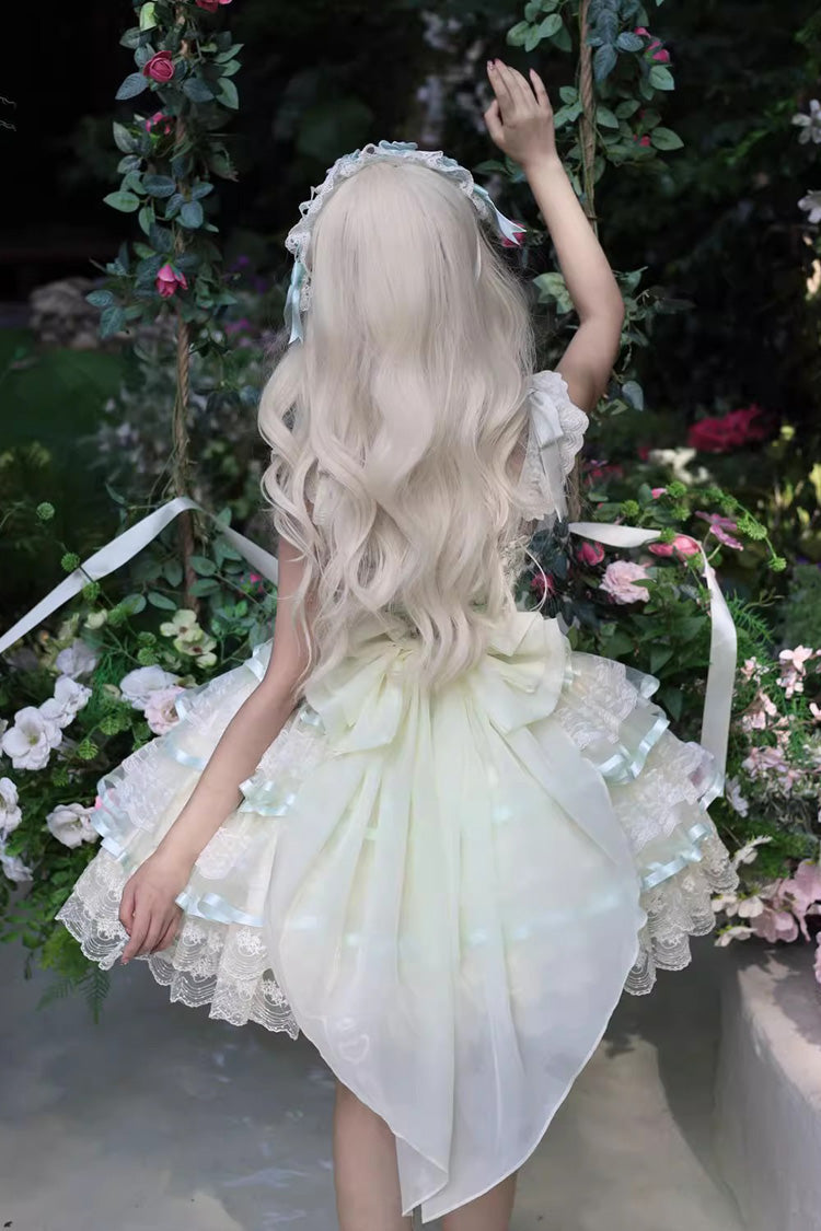 Emerald Triple-Layer Ruffle Ballet Lolita JSK - Rose Feather