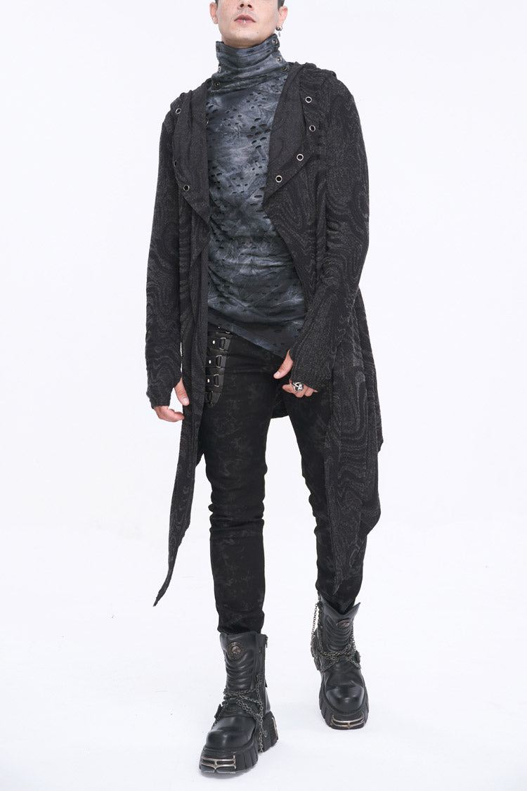Gothic Hooded Coat with Multi-Chain Back Detail